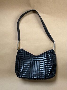 Vintage Black Suede & Leather Shoulder Bag / cross body  Handbag